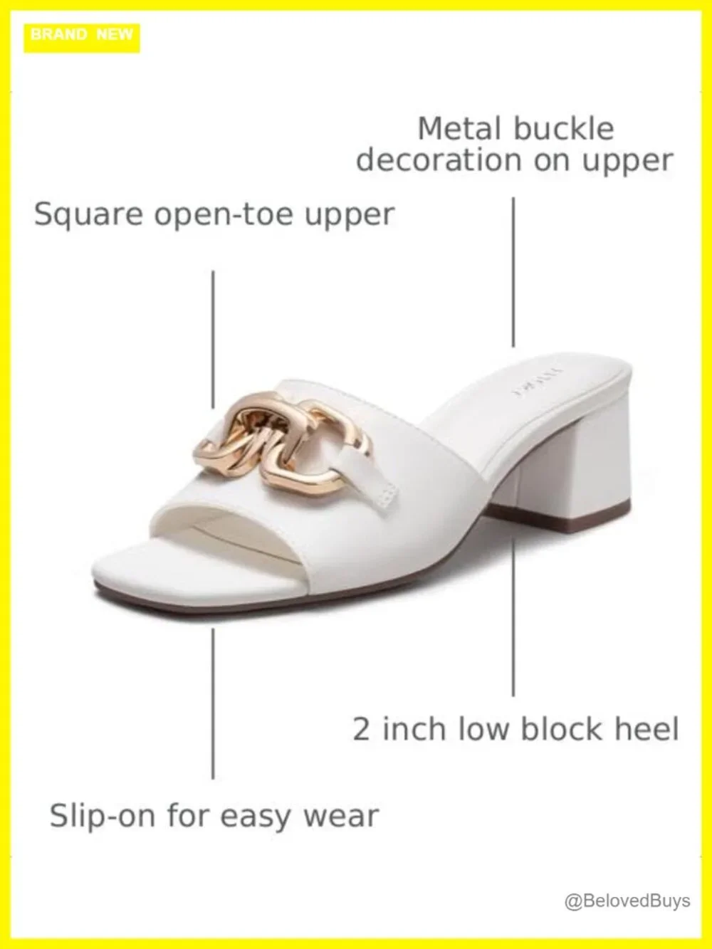 Women's Low Heel Sandals Chunky Block Square Open Toe Dressy Slip On Faux
